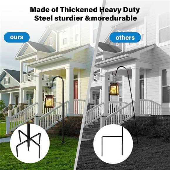 Shepherd Hooks for Outdoor, 1 Pack 62 Inch Bird Feeder Pole with 5 Prongs Base - Picture 3 of 7